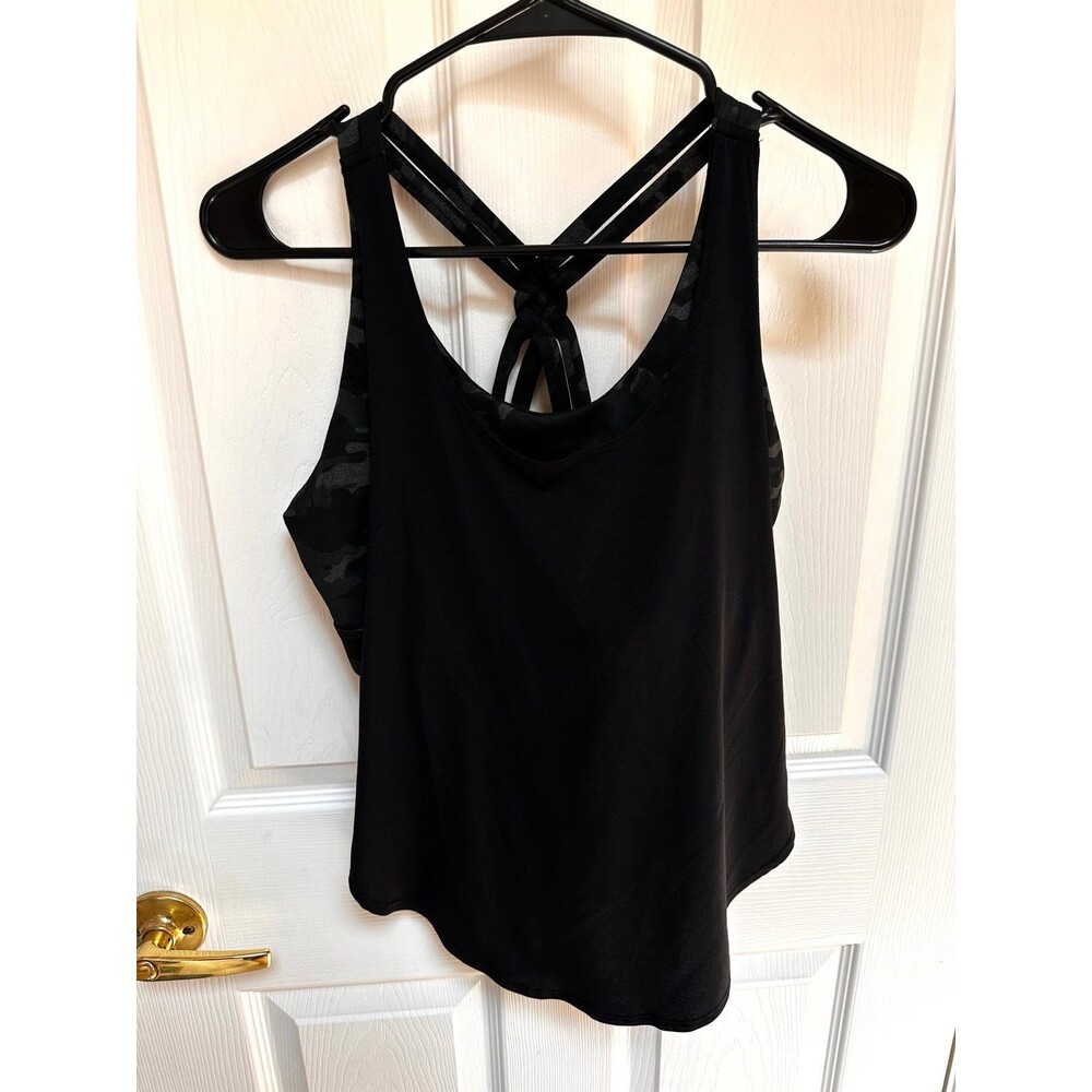 Fabletics: Black Athletic Tank Top with Criss-Cross Back